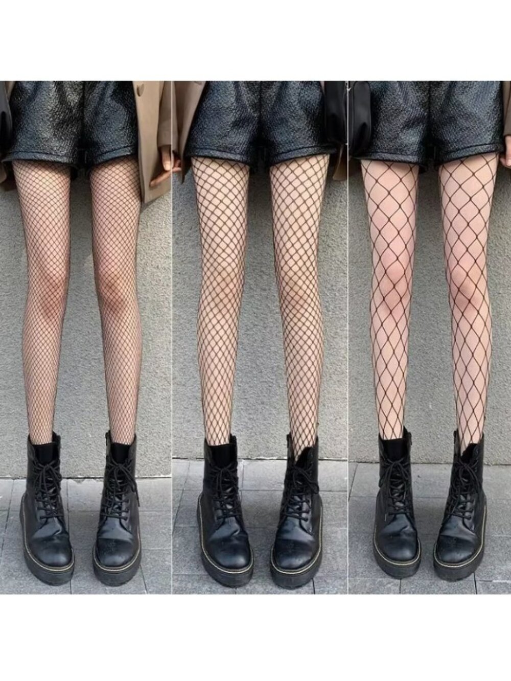 3-Pack Women's Plain Mesh Black Fishnet Tights Pantyhose Stockings Mixed Set